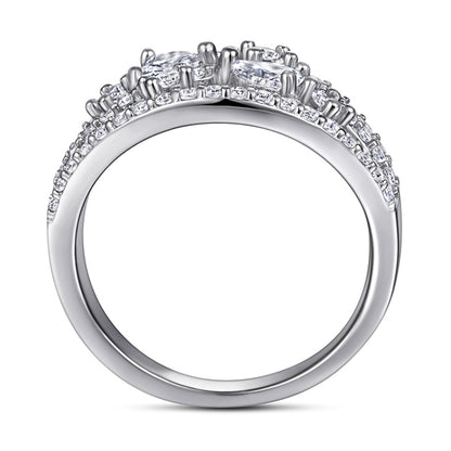 S925 Sterling Silver Wide Band Heart Ring – Bold CZ Statement Jewelry