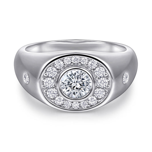 S925 Sterling Silver Wide Band Ring - Modern Geometric Statement Jewelry
