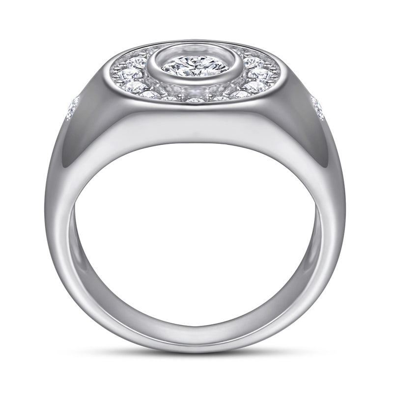 S925 Sterling Silver Wide Band Ring - Modern Geometric Statement Jewelry
