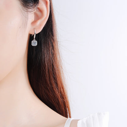 S925 Sterling Silver Women's Stud Earrings with PT950 Gold Plating & 1CT Moissanite – Geometric, Elegant, and Trendy