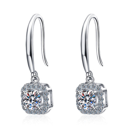 S925 Sterling Silver Women's Stud Earrings with PT950 Gold Plating & 1CT Moissanite – Geometric, Elegant, and Trendy