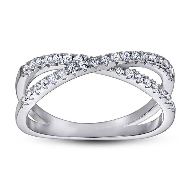 S925 Sterling Silver X-Cross Ring - Modern Letter Design with Micro-Pavé Zirconia
