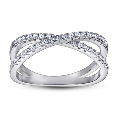 S925 Sterling Silver X-Cross Ring - Modern Letter Design with Micro-Pavé Zirconia