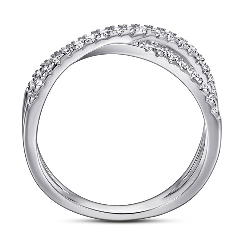 S925 Sterling Silver X-Cross Ring - Modern Letter Design with Micro-Pavé Zirconia