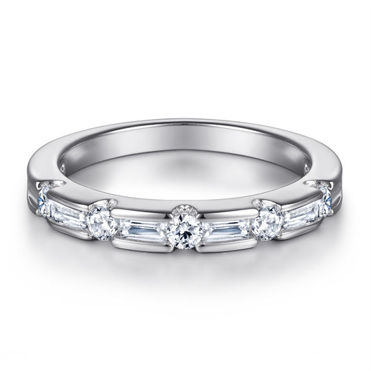 S925 Sterling Silver Zirconia Ring - Elegant Geometric Stackable Jewelry for Women