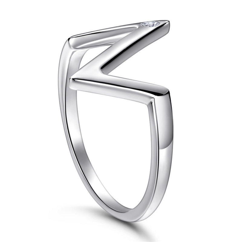 S925 Sterling Silver 'Z' Letter Ring - Modern Geometric ECG-Inspired Jewelry