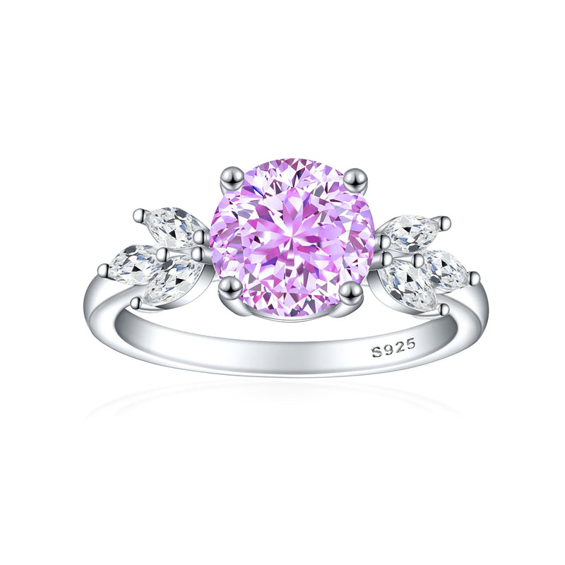 S925 Sterling Silver 2ct Flame-Cut Floral Ring - Nature-Inspired Colored Gemstone Engagement Jewelry