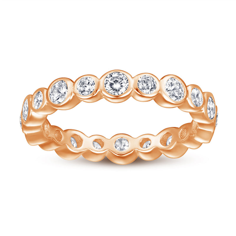S925 Sterling Silver Full Eternity Ring – Round Cut CZ Wedding Band