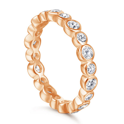 S925 Sterling Silver Full Eternity Ring – Round Cut CZ Wedding Band