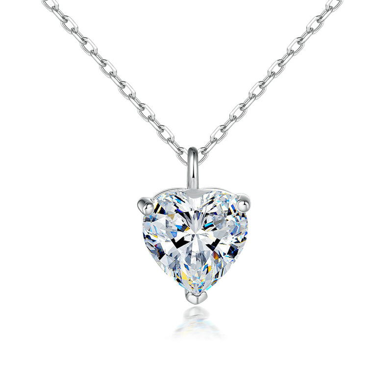 S925 Sterling Silver Heart Pendant Necklace - Minimalist Cubic Zirconia Love Charm for Women