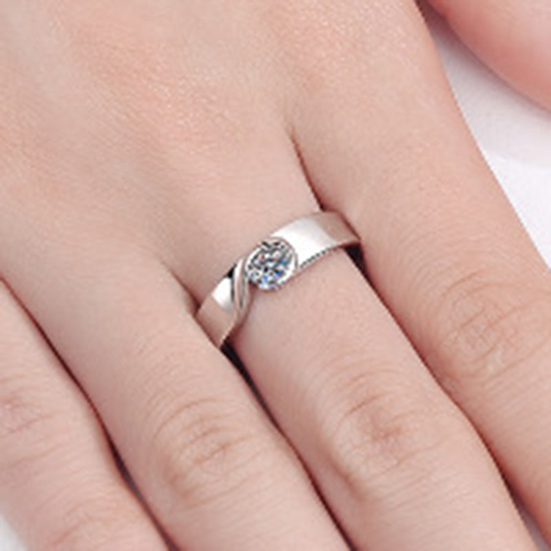 S925 Sterling Silver "Love in Heart" Couple's Ring Set | Chinese "Fu" Character Moissanite Rings