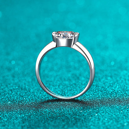 S925 Sterling Silver PT950 Gold Plated 1.5ct Moissanite "Pigeon Egg" Solitaire Engagement Ring