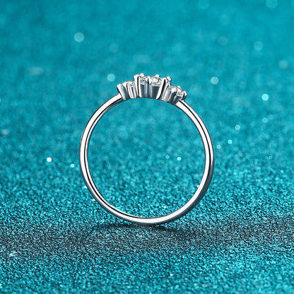 S925 Sterling Silver PT950 Gold Plated Six-Prong 0.26ct Moissanite Ring with Bow & Cultural Motifs