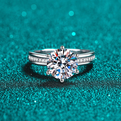 S925 Sterling Silver PT950 Plated 3CT Moissanite Bouquet Ring with Bell Design - Street Style Statement Ring for Women