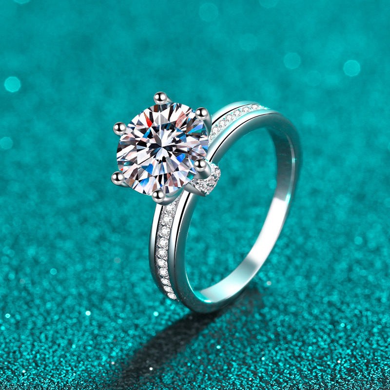 S925 Sterling Silver PT950 Plated 3CT Moissanite Bouquet Ring with Bell Design - Street Style Statement Ring for Women