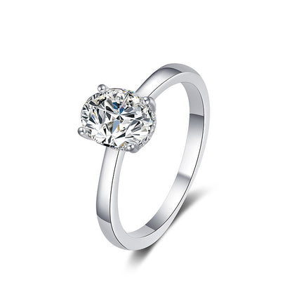 925 Silver Oval Geometric Moissanite Ring 0.5ct 4x6mm 1ct 5x7mm 2ct 7x9mm Rhodium Plated Women's Jewelry Size 5-9