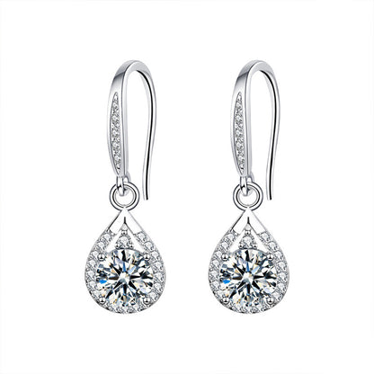 925 Sterling Silver Beveled Square Geometric Stud Earrings with 0.5ct or 1ct Moissanite Rhodium Plated Premium Jewelry for Women