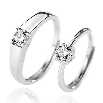 Minimalist Zircon Wedding Bands - 925 Sterling Silver Modern Couple Ring Set