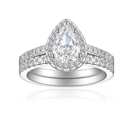 1.5ct Gemstone 925 Silver Stackable Ring Set - Elegant Flame & Ice-Cut High Carbon Diamond Rings for Women