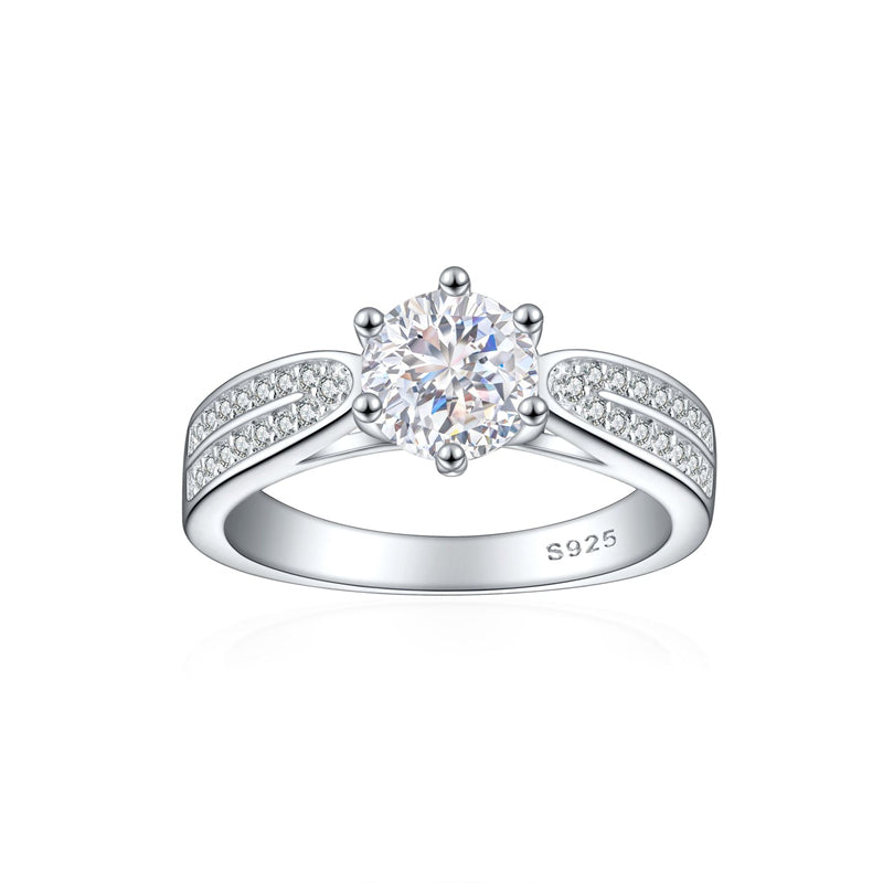S925 Sterling Silver 1.2ct Ice-Cut Celestial Ring - 7×7mm Colored Gemstone Statement Jewelry