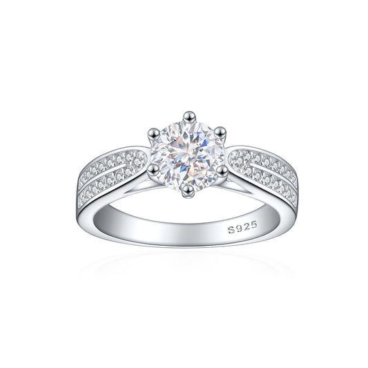 S925 Sterling Silver 1.2ct Ice-Cut Celestial Ring - 7×7mm Colored Gemstone Statement Jewelry