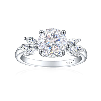 S925 Sterling Silver 2ct Flame-Cut Floral Ring - Nature-Inspired Colored Gemstone Engagement Jewelry
