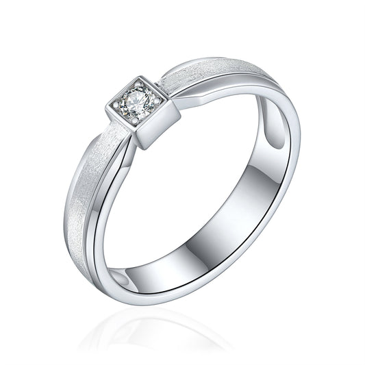 "Cathedral Garden" Couple Rings - 925 Sterling Silver Brushed Finish Wedding Set