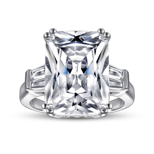 S925 Sterling Silver Princess Cut Ring - Luxe Pink/White CZ Statement Jewelry for Women