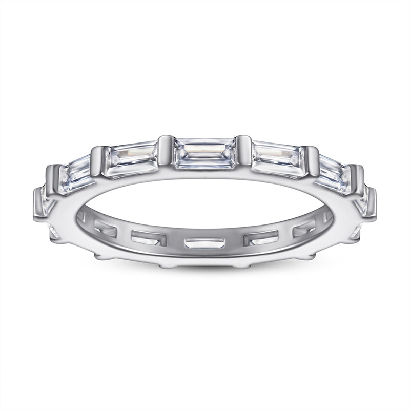 S925 Sterling Silver T-Square Eternity Band - Full Circle Pavé Zirconia Engagement Ring