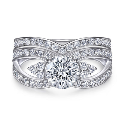 S925 Sterling Silver Stackable Couple's Ring Set - Modern Geometric Zirconia Jewelry
