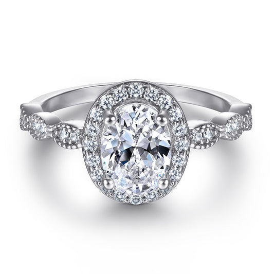 S925 Sterling Silver Vintage Floral Engagement Set - European-Inspired Wedding Jewelry