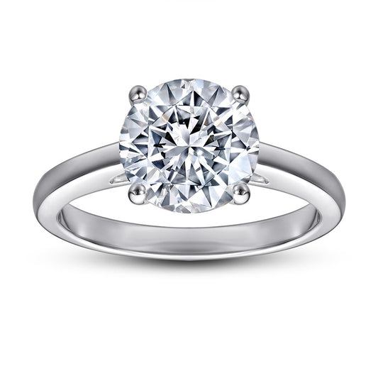 S925 Sterling Silver 2ct Solitaire Ring - Classic Four-Prong Zirconia Engagement Jewelry