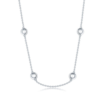 925 Sterling Silver Round Pendant Necklace - Korean Style Short Collarbone Chain