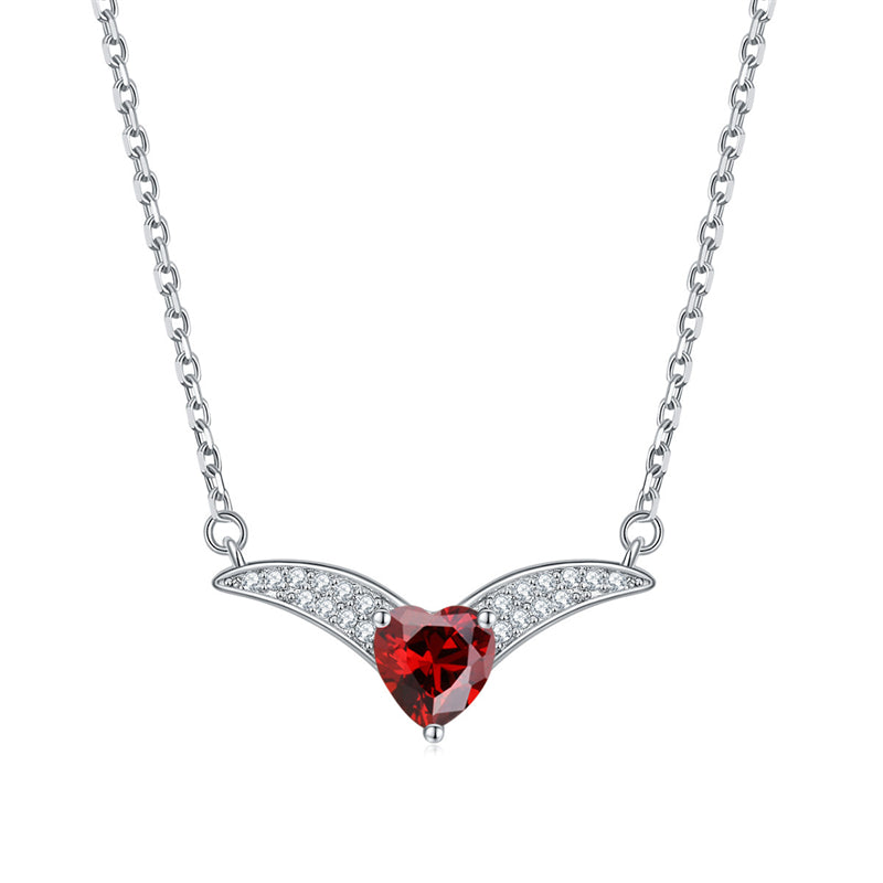 925 Sterling Silver Zodiac Heart Pendant Necklace - Elegant V-Collarbone Chain