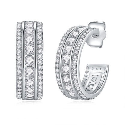 Stylish 925 Silver Moissanite Geometric Earrings