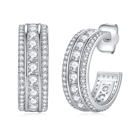 Stylish 925 Silver Moissanite Geometric Earrings