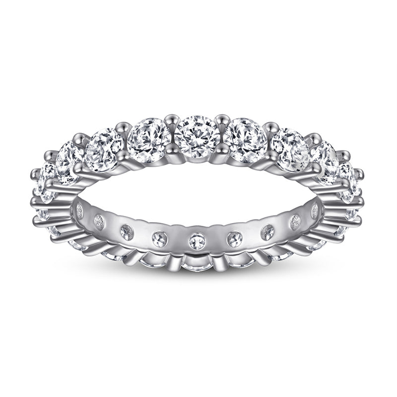 925 Sterling Silver Full Eternity Band - Micro Pave Zircon Stackable Index Finger Ring