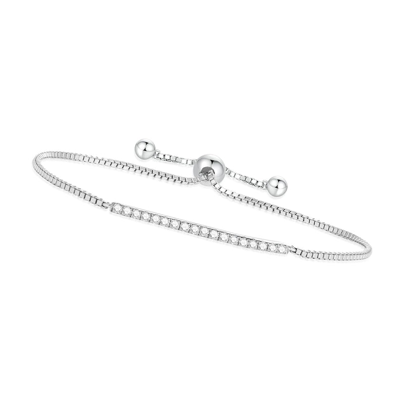 925 Sterling Silver Moissanite Bracelet - Elegant Geometric Jewelry with Fringe Detailing