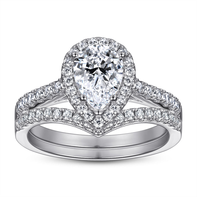 Teardrop Zirconia 925 Silver Ring Set - European Best-Selling Stackable Band Collection