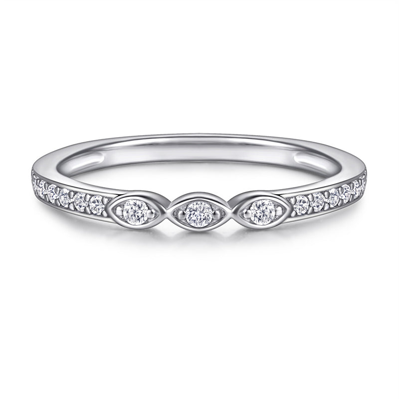 Floral 925 Silver Ring Set - Versatile Bridal Stack with Zirconia Accents