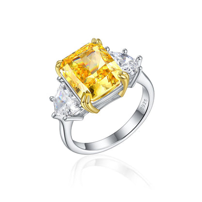 S925 Sterling Silver 8ct High-Carbon Diamond Ring - Luxury Princess Cut Colored Gemstone Jewelry