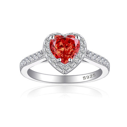 1ct Heart-Shaped Flame & Ice-Cut 925 Silver Ring - Luxe Stackable Gemstone Band for Women