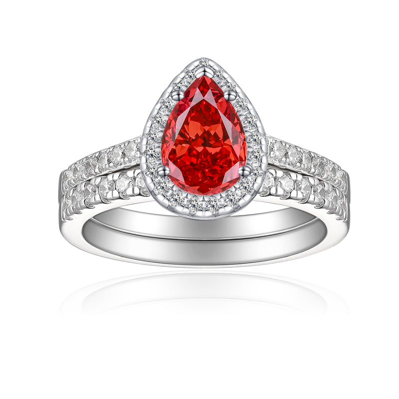 1.5ct Gemstone 925 Silver Stackable Ring Set - Elegant Flame & Ice-Cut High Carbon Diamond Rings for Women