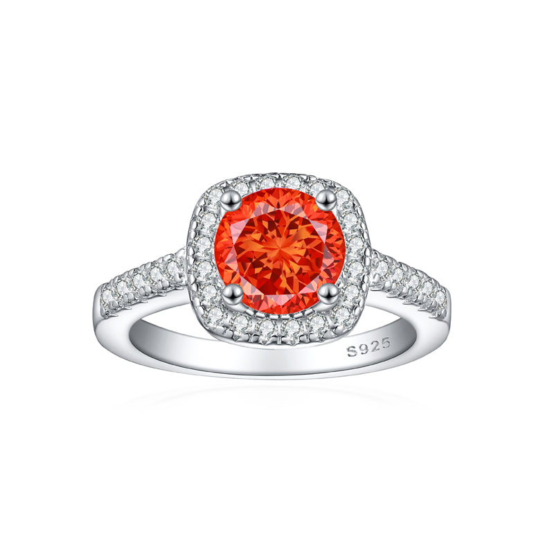 S925 Sterling Silver 1.2ct Rose-Cut Flame Ring - 7×7mm Floral Inspired Colored Gemstone Bridal Jewelry