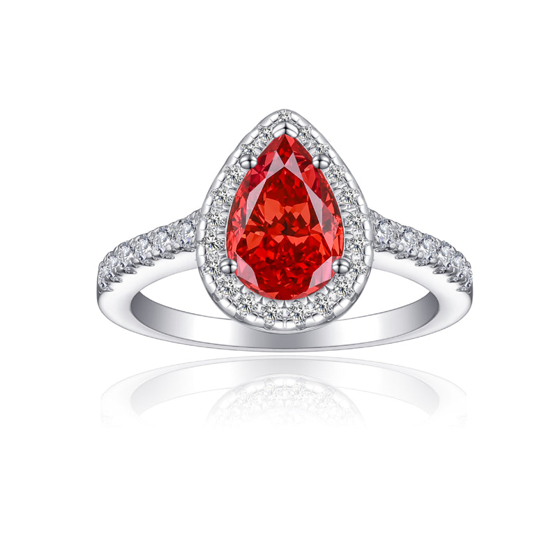 1.5ct Teardrop 925 Silver Ring - Elegant 6×9mm 5A Zirconia Gemstone Band with High-Carbon Diamonds