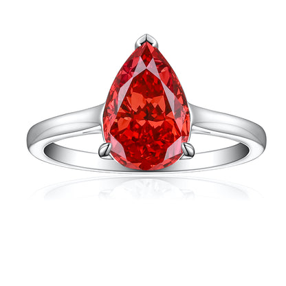 4ct Teardrop Ice-Cut 925 Silver Ring - Luxurious 8×12mm Gemstone Statement Band