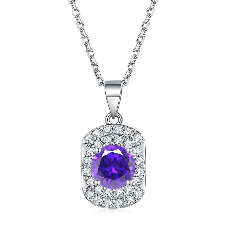 925 Sterling Silver Cubic Zirconia Pendant Necklace - Minimalist Birthstone Collarbone Chain