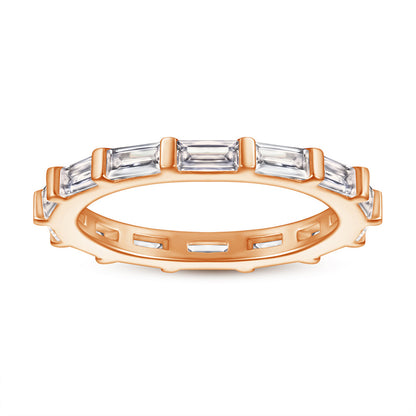S925 Sterling Silver T-Square Eternity Band - Full Circle Pavé Zirconia Engagement Ring