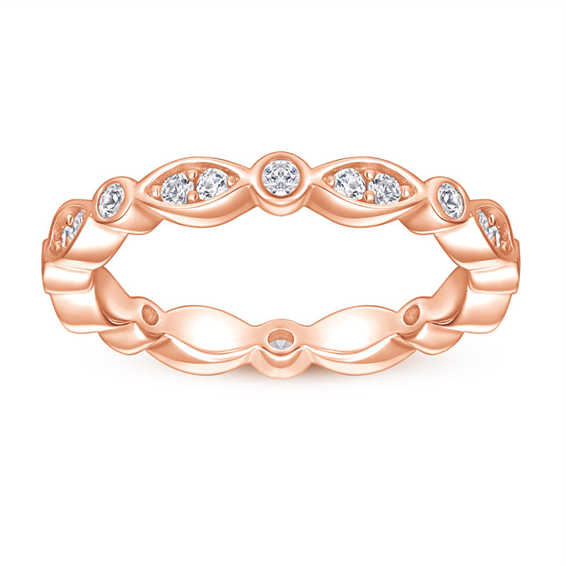S925 Sterling Silver Marquise Full Eternity Ring – Thick Gold Plated Bridal Jewelry