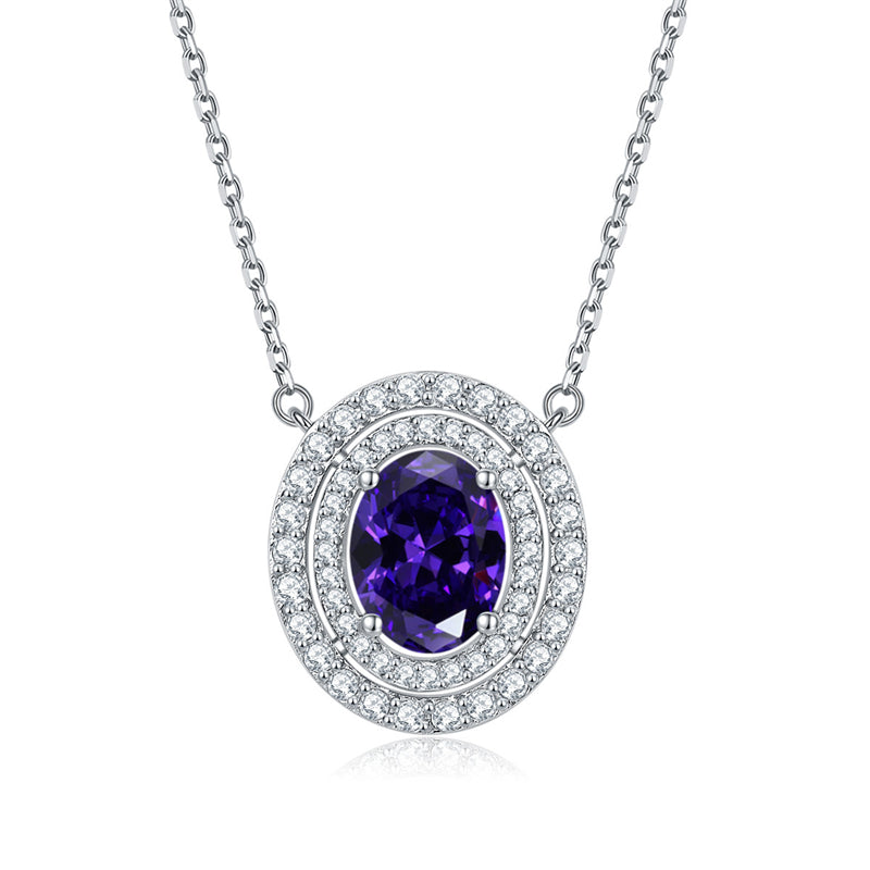 925 Sterling Silver Emerald Oval Pendant Necklace - Modern Birthstone Jewelry